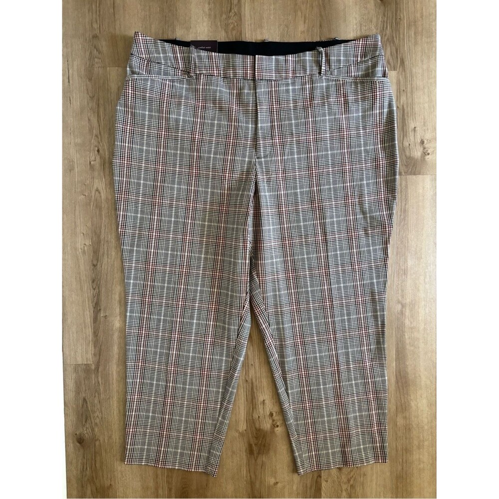 Ava & Viv Plaid Pants Women’s 24 Beige Red Stretch Ankle
